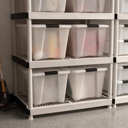 IRIS USA 54 QT Plastic Storage Box with Lid and Latches - 4 Pack - BPA-Free, Discreet Organizing Solution, Durable Nestable Stackable Containers, Secure Pull Handle - Pearl