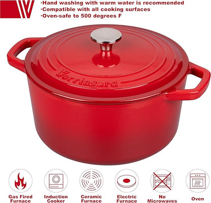 Enameled Cast Iron Dutch Oven Pot with Lid, for Bread Baking, Round Bread Oven- include Sourdough Bread Baking Supplies Set, 4.5QT, Red