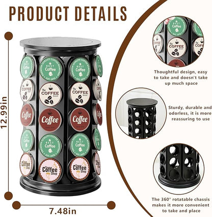 K Cup Holder, Coffee Pod Storage Carousel Holder Organizer Compatible with 40 Keurig K-Cup Pods, Home or Office Kitchen Counter Organizer
