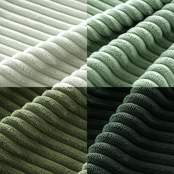 MIULEE Boho Farmhouse Sage Green Throw Pillow Covers 18x18 Inch Set of 4 Mordern Nordic Cushion Covers Soft Corduroy Spring Home Decor for Couch Bed Sofa Living Room Forest Green (Pack of 2)