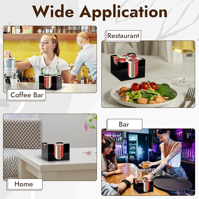 Acrylic Cocktail Napkin Holder Deep for 5 x 5 Inch Napkin Black Bar Napkin Holder Caddy Square Paper Napkin Holder Guest Towel Holder Napkin Dispenser for Coffee Bar Restaurant Home 5.7x5.7x4.1 Inch