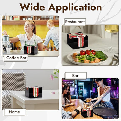 Acrylic Cocktail Napkin Holder Deep for 5 x 5 Inch Napkin Black Bar Napkin Holder Caddy Square Paper Napkin Holder Guest Towel Holder Napkin Dispenser for Coffee Bar Restaurant Home 5.7x5.7x4.1 Inch