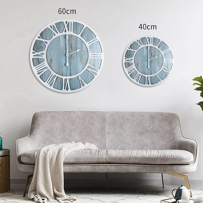 1st owned Wall Clocks for Living Room Decor,16" Vintage,Round Silent Non Ticking,Black Metal,Modern Wood Clocks for Home Bedroom,Kitchen,Garden,Office,Cafe,Modern Wall Decoration -Roman Numerals