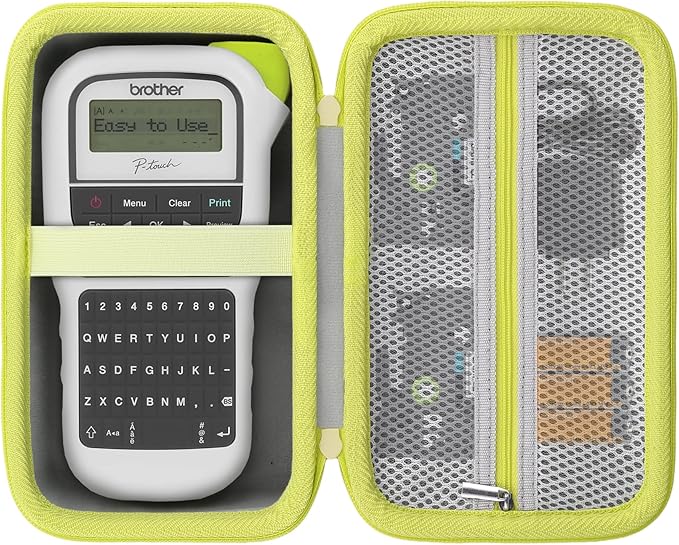 Label Printer Case Compatible with Brother P-Touch PTH110BP/PTH110/PTH111 Pro Label Maker(Gray Case,Green Zipper)