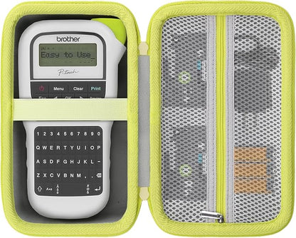 Label Printer Case Compatible with Brother P-Touch PTH110BP/PTH110/PTH111 Pro Label Maker(Gray Case,Green Zipper)