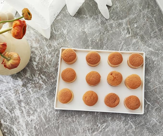 White Serving Tray (11.8 x 8.7 inch) for Serving Accessory, Spa, Coffee, Drinks, Wine, Tea, Bar, Party, Seasoning, Perfume and Display Use.