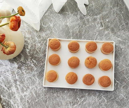 White Serving Tray (11.8 x 8.7 inch) for Serving Accessory, Spa, Coffee, Drinks, Wine, Tea, Bar, Party, Seasoning, Perfume and Display Use.