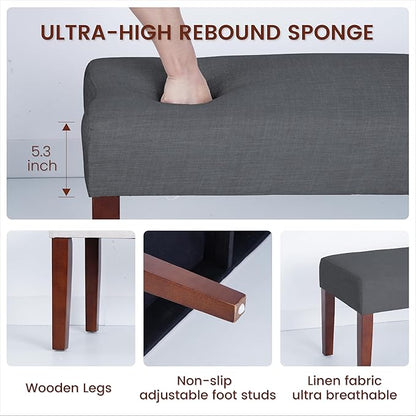 44" Bedroom Bench, Fabric End of Bed Bench, Entryway Benches, Upholstered Ottoman Bench with Wood Legs for Kitchen, Indoor, Living Room and Hallway (Gray)