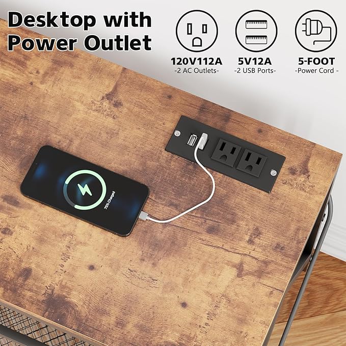 55 inch TV Stand with 3-Tier Open Shelf, Entertainment Center with Power Outlets & 8-Color LED Lights, TV Console Table for Living Room, Bedroom (Brown)