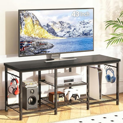 YGEOMER TV Stand for TVs Up to 50 Inch, Entertainment Center for Living Room, Bedroom, Black