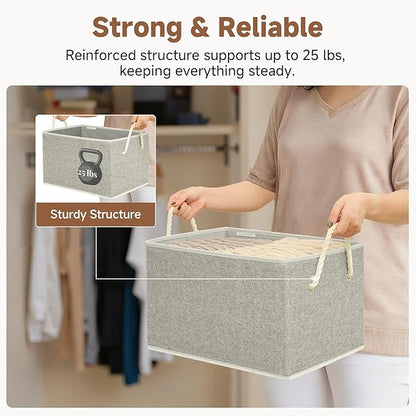 StorageWorks Storage Baskets for Shelves, Foldable Fabric Closet Storage Bins with Handles, Fabric Storage Bins Clothes Organizer, Gray, 3-Pack, Extra Large