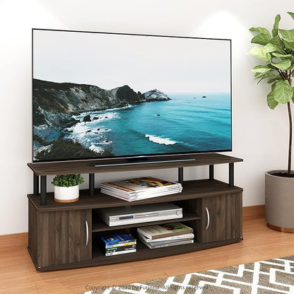 Furinno JAYA Large Entertainment Stand for TV Up to 55 Inch, Columbia Walnut/Black