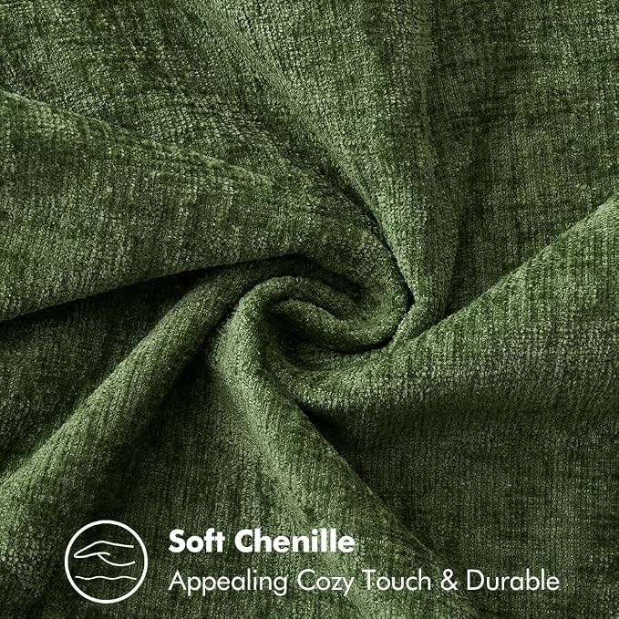 MIULEE Pack of 2 Euro Sham Pillow Covers 24x24 Inch Moss Green Farmhouse Decorative Throw Pillow Covers with Stitched Edge Soft Chenille Pillow Covers for Couch Sofa Bed Living Room, Forest Green