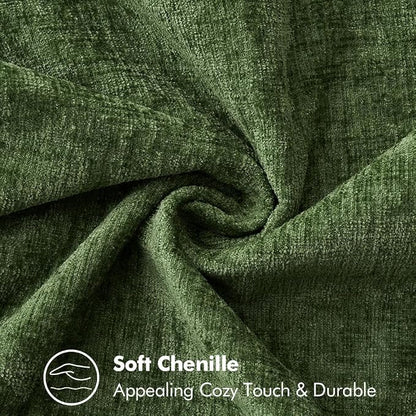 MIULEE Pack of 2 Euro Sham Pillow Covers 24x24 Inch Moss Green Farmhouse Decorative Throw Pillow Covers with Stitched Edge Soft Chenille Pillow Covers for Couch Sofa Bed Living Room, Forest Green