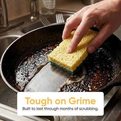 Scrubee Heavy Duty Scrub Sponge with Scouring Pad, Kitchen Dishwashing, Sink, Pot and Frying Pan Cellulose Scrubber Sponge Non Scratch. By Superio… (4.5" 12 Pack)