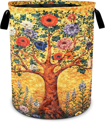 Tree Laundry Basket Waterproof Laundry Hamper Foldable Laundry Bag with Handles for Bedroom, Bathroom, Office, Clothes Storage