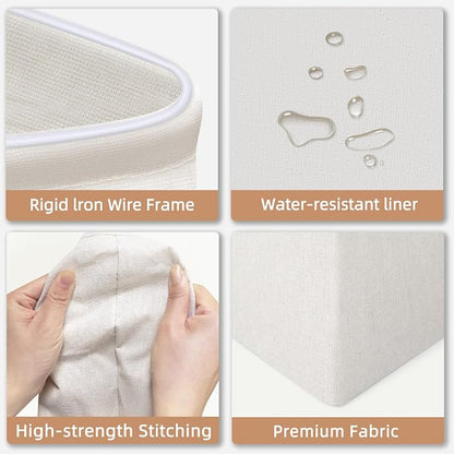 STORAGE MANIAC 2-Pack Large Laundry Hamper, 80L (21.1 Gal) Collapsible Laundry Basket with Bamboo Handles, Freestanding Waterproof Clothes Hamper for Laundry Room, Bedroom, Dorm, Towels, Beige