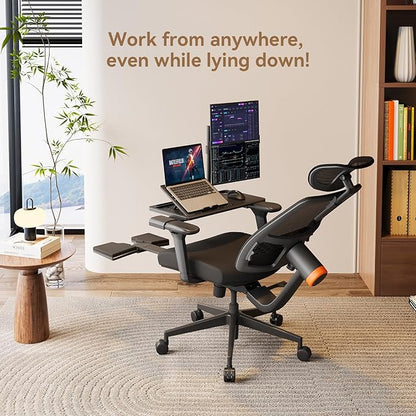 Newtral Ergonomic Mesh Office Chair with with Adaptive Lumbar Support, High Back Desk Computer Chair with 4D Adjustable Armrest, 136° Tilt Lock, Adjustable Seat Depth & Height(with Laptop Tray, Black)