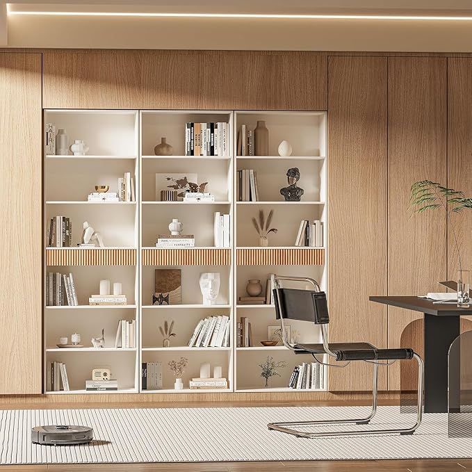 7-Tier Bookshelf with Storage, 72" Tall Bookcase with Drawer, Display Book Shelf Book Organizer with Anti-tip Device, Home Decor Wood Furniture for Office, Bedroom, Living Room, White