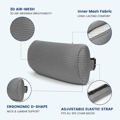 Headrest Pillow for Lounge Chair & Spa-Breathable 3D Mesh Quick-Dry Neck Support Bolster with Elastic Band for Beach, Poolside, Bath Tub, and Office Chair (1 PC Spa Pillow)