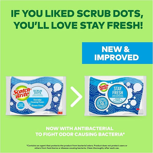 Scotch-Brite Scrub Dots Non-Scratch Scrub Sponges, Sponges for Cleaning Kitchen, Bathroom, and Household, Non-Scratch Sponges Safe for Non-Stick Cookware, 24 Scrubbing Sponges