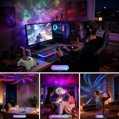 Rossetta Dual Lens Galaxy Projector, Star Projector for Bedroom with White Noise & Bluetooth Speaker, Remote, Timer, Aurora & Nebula Night Light for Room Decor, Party, Yoga, Gifts for Kids Adult Teen