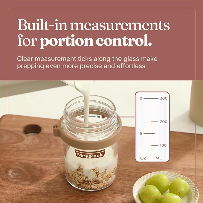 Overnight Oats Containers with Lids and Spoons – 17oz Glass Jars for Yogurt, Chia Pudding & Meal Prep – Leakproof Airtight Mason Jar Set – Portable Breakfast Food Storage with Cleaning Brush