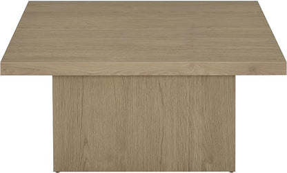 Coaster Home Furnishings - Devar - Wood - Square Coffee Table with Pedestal Base, Geometric Design and Transitional Style - Living Room - Latte - 710918