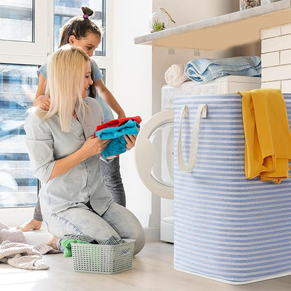 Lifewit 1 Pack Laundry Hamper Large Collapsible Laundry Baskets, Freestanding Waterproof Clothes Hamper with Easy Carry Handles in Laundry Room Bedroom Bathroom College Dorm, Blue, 80L