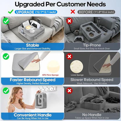 Couch Cup Holder Pillow, Sofa and Bed Caddy for iPad, Kindle, Switch, Game Controller, Remotes, Phones, Small-Sized Cup & Drink Holder for Couch, Bed, Desk, Car, Beach, Bathroom Cup Holder