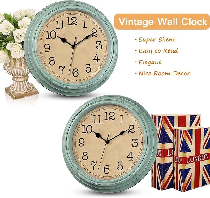 HYLANDA 12 Inch Wall Clock, Silent Non-Ticking Decorative Battery Operated Easy to Read for Kitchen Living Room, Bathroom, Bedroom, Office