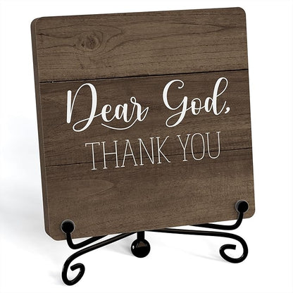 Modern Farmhouse Decor, Home Decor For Living Room, Boho Chic Aesthetic Shelf Decorations, Christian Rutsic Dear God Sign, Farm House Entryway Tv Stand Fireplace Coffee Table Decoration (07)