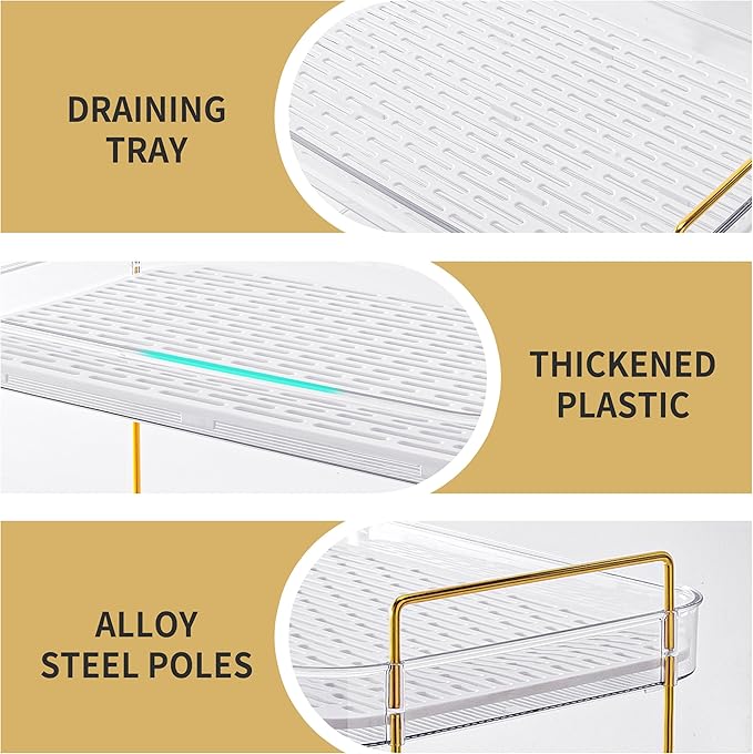 Coffee Bar Accessories, Station Organizers,Large Capacity Storage with Drain Board,Whisky Tray,Mug Tea Cup Holder Coffee Bar Organizer,White Clear