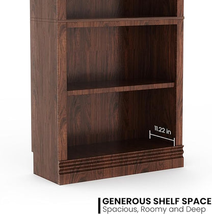 72 in Tall Bookcase, 31.3 in Wide Floor Standing Bookshelf, Open Storage 5-Shelf Bookshelves, Dark Cherry Large Indoor Furniture for Home Office School Library Living Room Bedroom