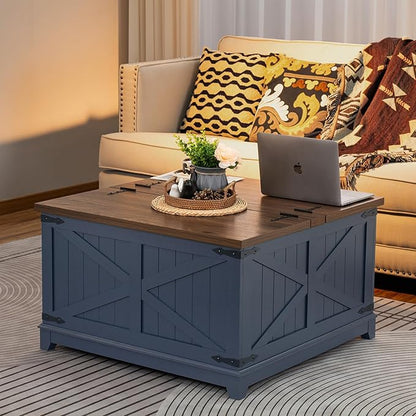 Farmhouse Coffee Table Set of 3, Furniture Set, Coffee Table with Hidden Storage Organizer and Nightsand 3-Piece Set, Large Country Natural Center Table Set for Living Room,Office, Home