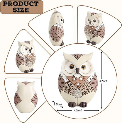 Wiresusan Owl Statue Home Decor Accents for Shelf Bookshelf Table Bedroom Living Room Office Desk Mantle TV Stand, Wisdom Symbol Owl Figurine Boho Decorations for Women, Bird Lovers Collection