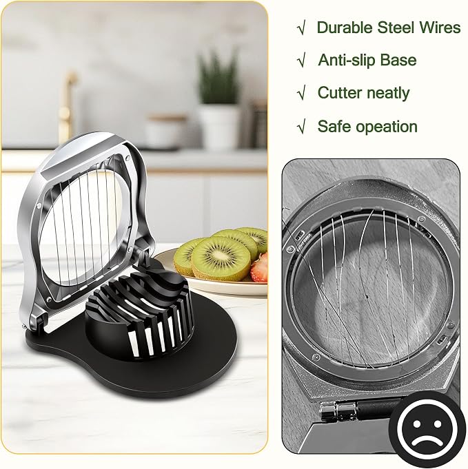 Egg Slicer for Boiled Eggs Strawberry Cutter with Stainless Steel Wire