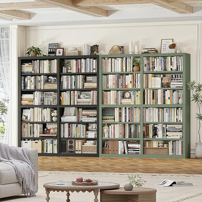 HOSTACK 63" W Open Book Shelf, 73" Tall Bookshelf with Storage, Modern Black Bookshelf, Large Bookcase with 12 Display Shelves, 6 Tier Wooden Book Case for Living Room, Home Office, Library, Black