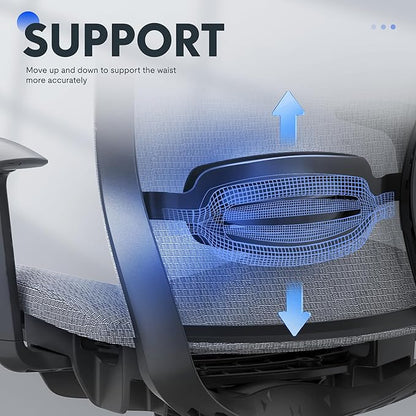 FLEXISPOT Ergonomic Office Chair, High Back Mesh Swivel Computer Chair, Executive Office Desk Chairs, with Adjustable Lumbar Support/2D Headrest/Lockable Backrest, OC3 Mesh Seat, Gray