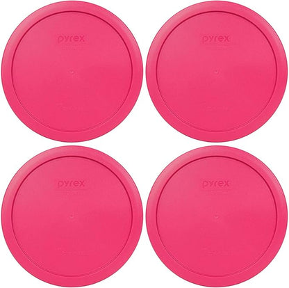 Pyrex 7402-PC 7-Cup Fuchsia Pink Plastic Food Storage Lid, Made in USA - 4 Pack