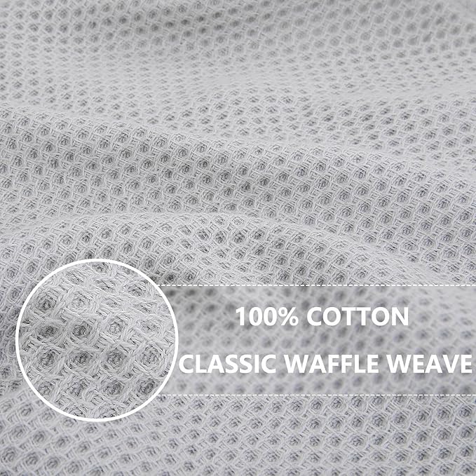 Homaxy 100% Cotton Oversized Waffle Weave Kitchen Dish Towels, Ultra Soft Absorbent Quick Drying Cleaning Towel, 20x28 Inches, 8-Pack, Light Gray