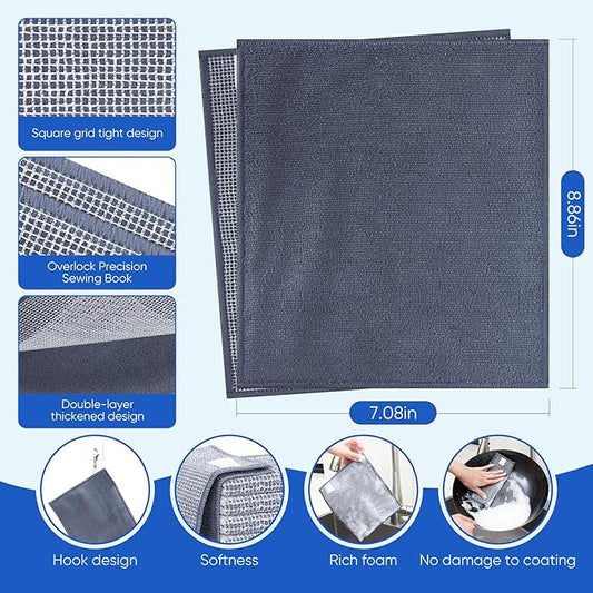 Forggon 10Pcs New Upgrade 2-Layer Non Scratch Wire Dishcloth,Wire Dishwashing Rag, Non-Scratch Wire Dishwashing Rags for Wet and Dry, Kitchen Cleaning Dish Rags for Cookware,Sinks, Dishes,Stove