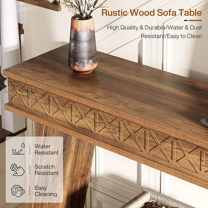 Tribesigns 70.9 Inch Extra Long Console Table, Wood Entryway Table with Storage, Narrow Long Sofa Tables Behind Couch, Farmhouse Style Entry Table for Living Room, Entrance, Hallway, Rustic Brown
