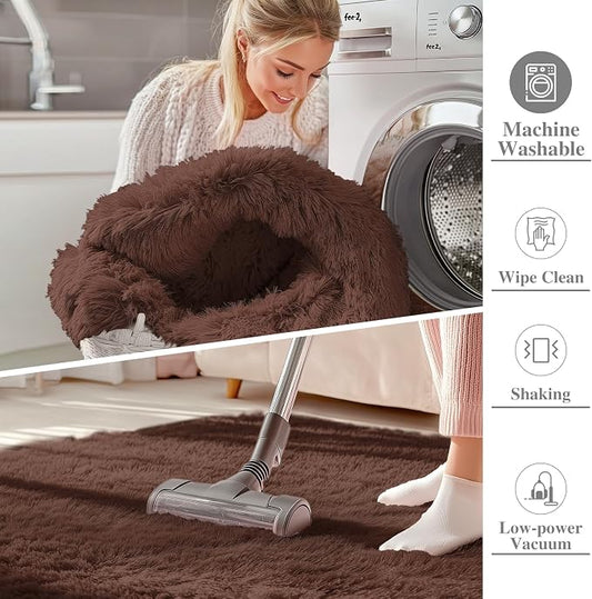 OLANLY 7x8 Machine Washable Large Area Rugs for Living Room, Bedroom, Soft Fluffy Shaggy Bedside Rug, Indoor Floor Carpet for Kids Girls and Boys, Dorms, Nursery, Home Decor Aesthetic, Coffee