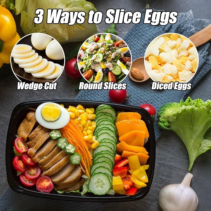 3 In 1 Egg Slicer for Hard Boiled Eggs with Cleaning Brush, Multipurpose 3-Way Cutter with 3 Slice Modes, Heavy Duty, Hard Boiled Egg Cutter & Fruit Slicer, Dishwasher Safe (Yellow)