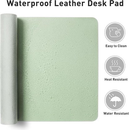 Aothia Faux Leather Desk Mat - Non-Slip PU Leather Desk Blotter, Waterproof Writing Surface, Large Desk Pad for Office & Home (Aqua, 55" x 17")