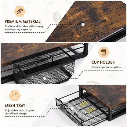 Coffee Pod Holder for Countertop Coffee Bar Organizer 45 Capacity Capsule Pods Storage Coffee Pod Drawer for Coffee Pods Holder Organizer with Sliding Basket for Home Kitchen Office Coffee Bar Station
