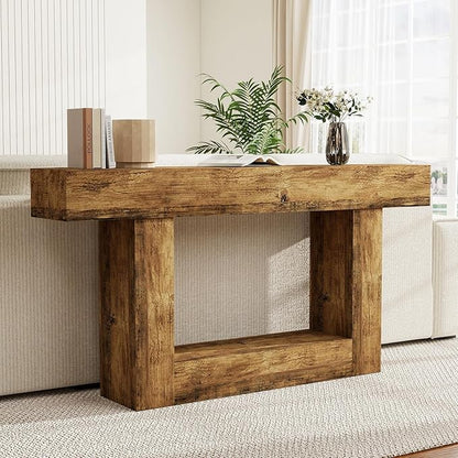 Spaco 63'' Long Console Table,2 Tier Farmhouse Entryway Table Sofa Table with Storage,Wood Behind Couch Table for Living Room, Hallway,Foyer