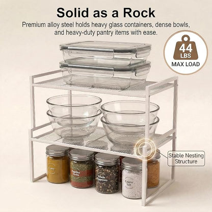 Set of 2 Cabinet Organizers 12.6''W 44 LBS Load Capacity Heavy Duty Kitchen Pantry Shelves Counter Countertop Storage Racks