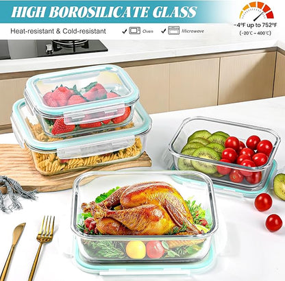 LOVYANXUE 4 Pack [78 oz & 36 oz] Large Glass Food Storage Containers with Lids, Glass Meal Prep Containers Set with Airtight Lids - BPA Free, Ideal for Food Storing/Serving, Microwave/Oven Safe